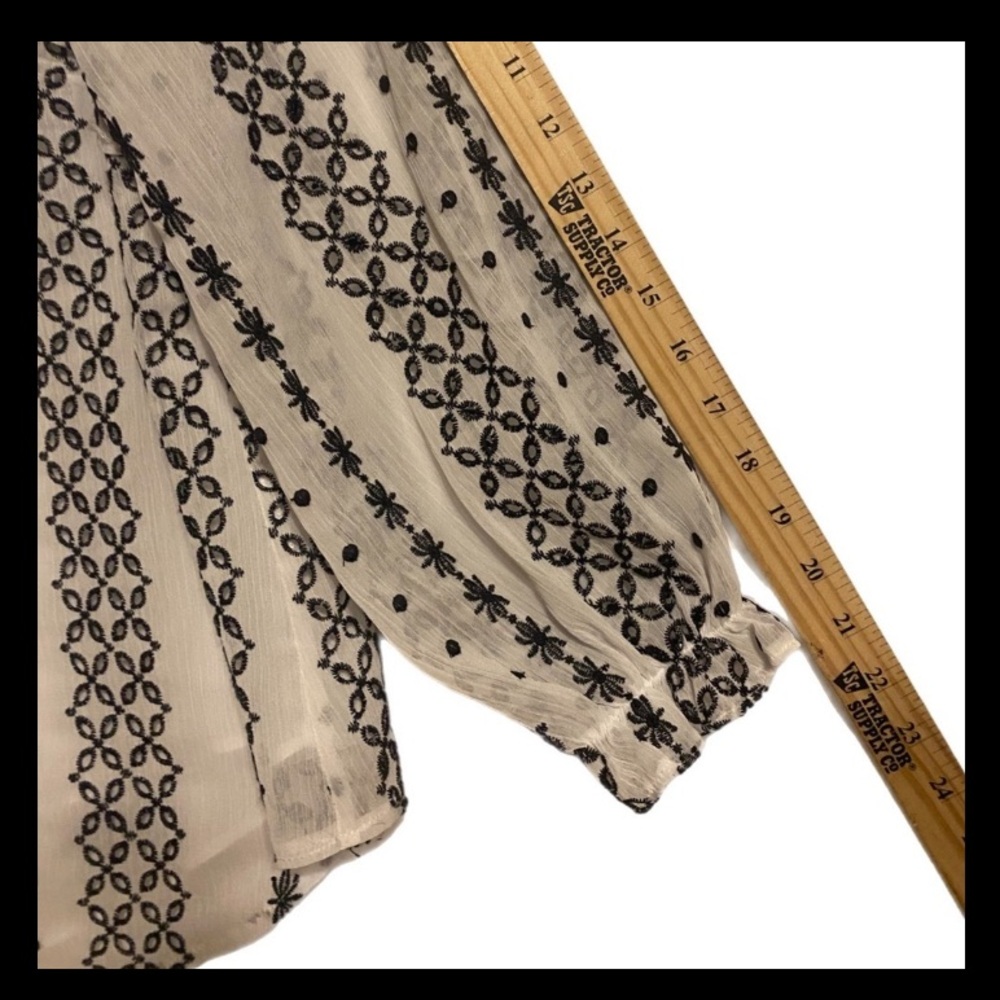 Cato Cotton Cottage Blouse Ruffle Tie Neck Long Sleeve Size L - Picture 9 of 10